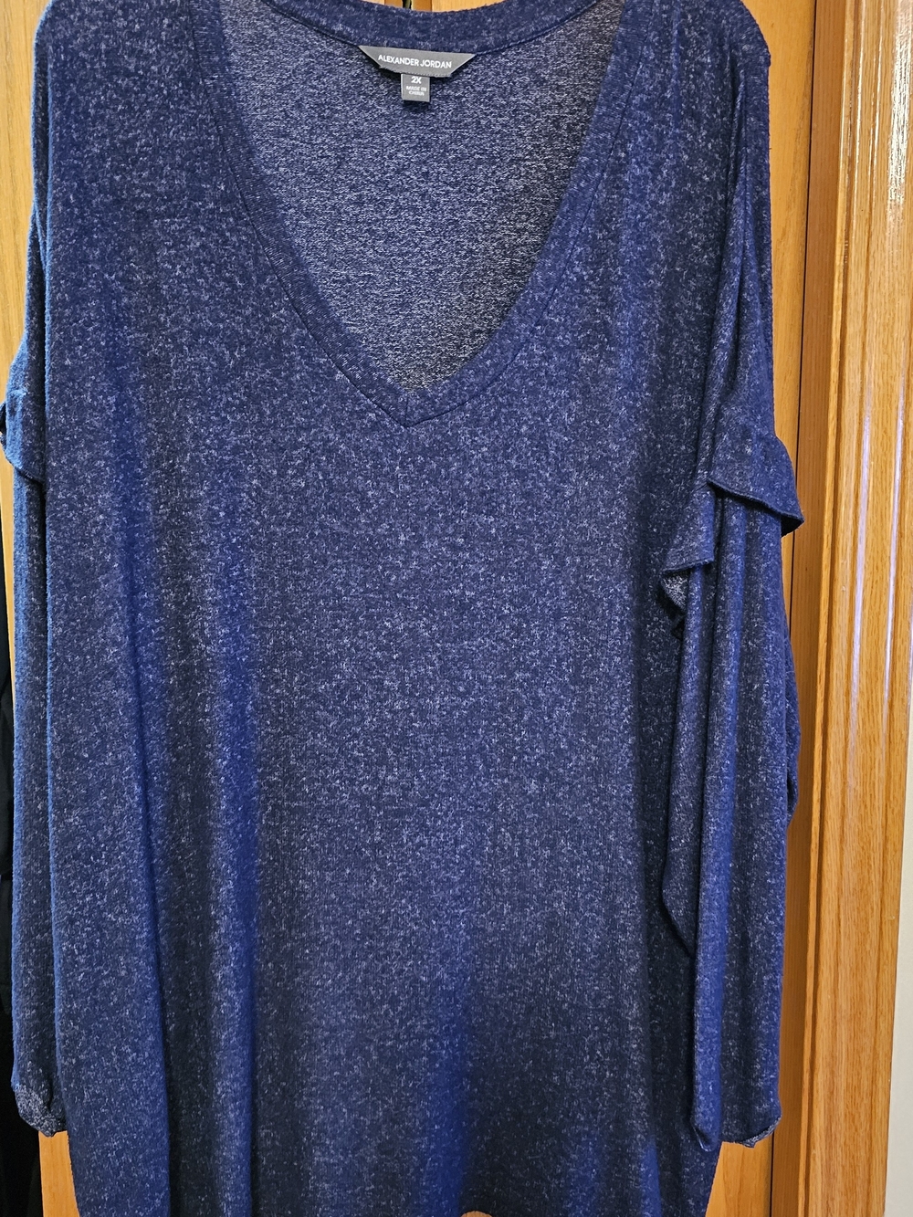 Plus Size Alexander Jordan Navy V‑Neck Long Sleeve Top